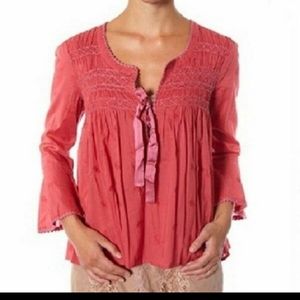 Anthropologie Odd Molly 261 I Speak Heart Boho Peasant Bell Sleeve Top